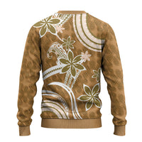 Hawaii Pupuala Plumeria Light Brown Ugly Christmas Sweater Polynesian Pattern LT01 - Polynesian Pride