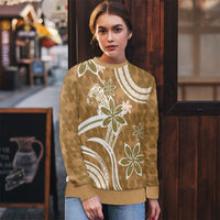 Hawaii Pupuala Plumeria Light Brown Ugly Christmas Sweater Polynesian Pattern LT01 - Polynesian Pride