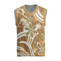 Hawaii Pupuala Plumeria Light Brown Christmas Knitted V-Neck Vest Polynesian Pattern LT01 Light Brown - Polynesian Pride