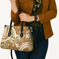 Hawaii Pupuala Plumeria Light Brown Leather Bag Polynesian Pattern LT01 - Polynesian Pride