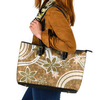 Hawaii Pupuala Plumeria Light Brown Leather Tote Bag Polynesian Pattern LT01 Light Brown - Polynesian Pride