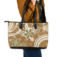 Hawaii Pupuala Plumeria Light Brown Leather Tote Bag Polynesian Pattern LT01 - Polynesian Pride