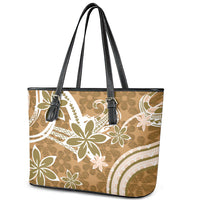 Hawaii Pupuala Plumeria Light Brown Leather Tote Bag Polynesian Pattern LT01 - Polynesian Pride