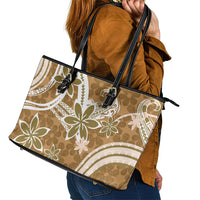 Hawaii Pupuala Plumeria Light Brown Leather Tote Bag Polynesian Pattern LT01 - Polynesian Pride