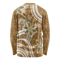 Hawaii Pupuala Plumeria Light Brown Long Sleeve Shirt Polynesian Pattern LT01 - Polynesian Pride