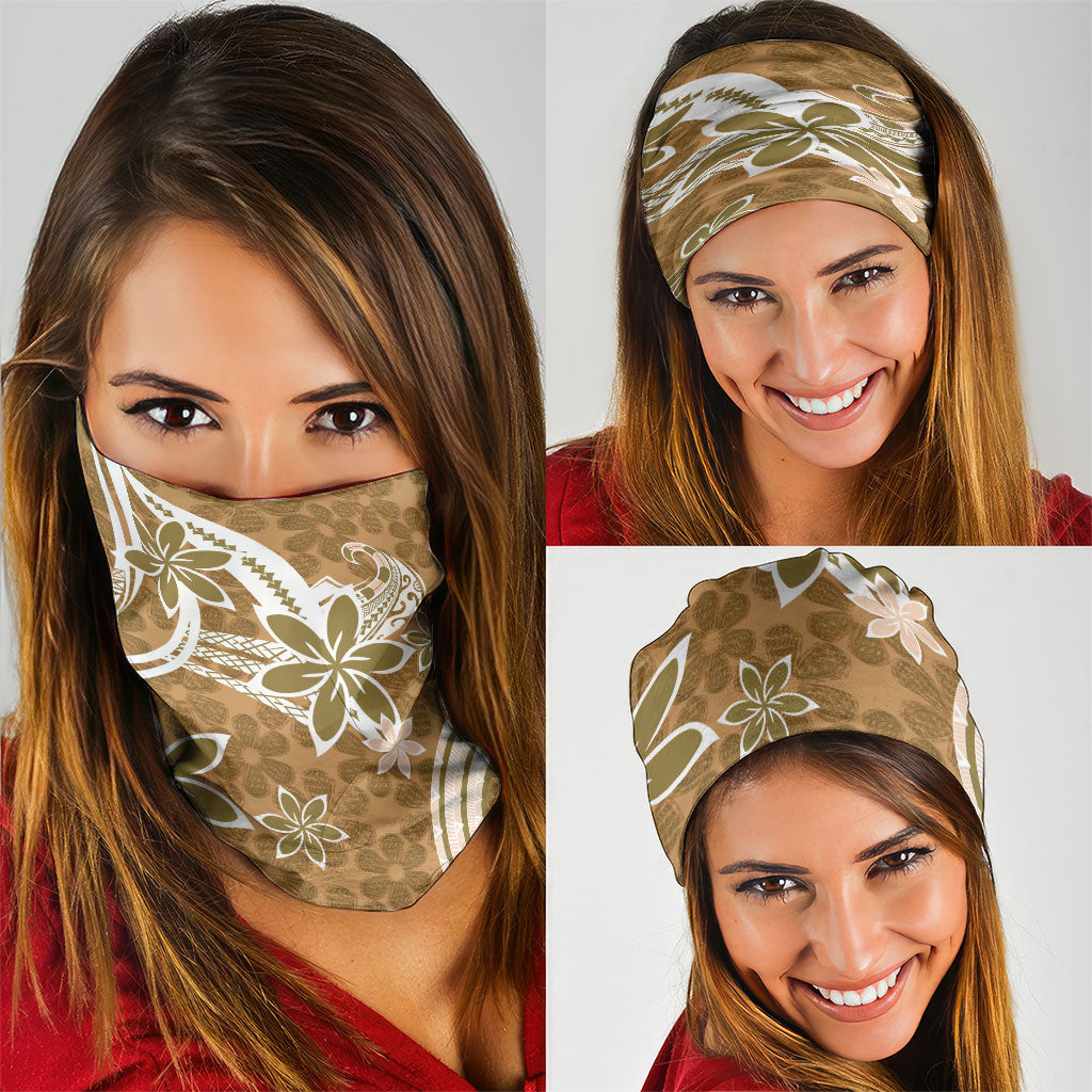 Hawaii Pupuala Plumeria Light Brown Neck Gaiter Polynesian Pattern LT01 - Polynesian Pride