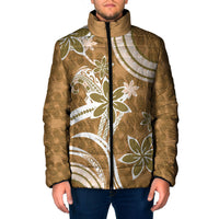 Hawaii Pupuala Plumeria Light Brown Padded Jacket Polynesian Pattern LT01 Men Light Brown - Polynesian Pride