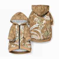 Hawaii Pupuala Plumeria Light Brown Pet Hoodie Polynesian Pattern LT01 Zip-up Light Brown - Polynesian Pride