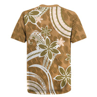 Hawaii Pupuala Plumeria Light Brown Rugby Jersey Polynesian Pattern LT01 - Polynesian Pride