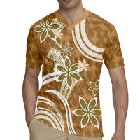 Hawaii Pupuala Plumeria Light Brown Rugby Jersey Polynesian Pattern LT01 - Polynesian Pride