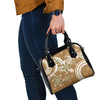 Hawaii Pupuala Plumeria Light Brown Shoulder Handbag Polynesian Pattern LT01 - Polynesian Pride