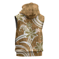 Hawaii Pupuala Plumeria Light Brown Sleeveless Zip Hoodie Polynesian Pattern LT01 - Polynesian Pride
