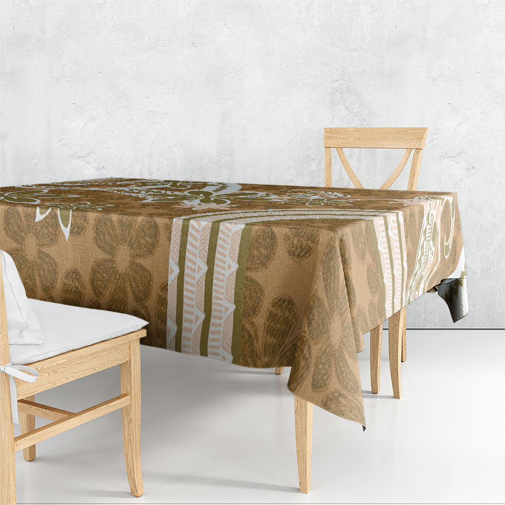 Hawaii Pupuala Plumeria Light Brown Tablecloth Polynesian Pattern LT01 - Polynesian Pride