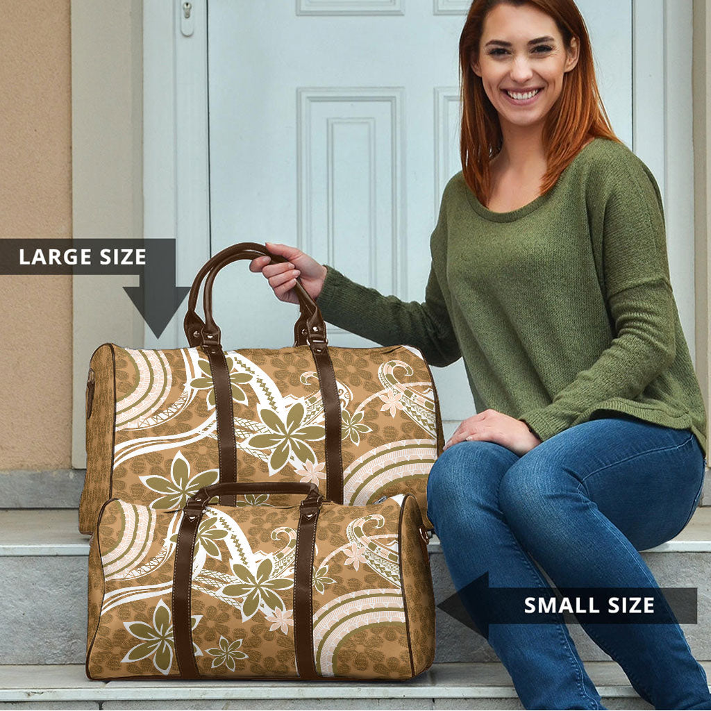 Hawaii Pupuala Plumeria Light Brown Travel Bag Polynesian Pattern LT01 - Polynesian Pride