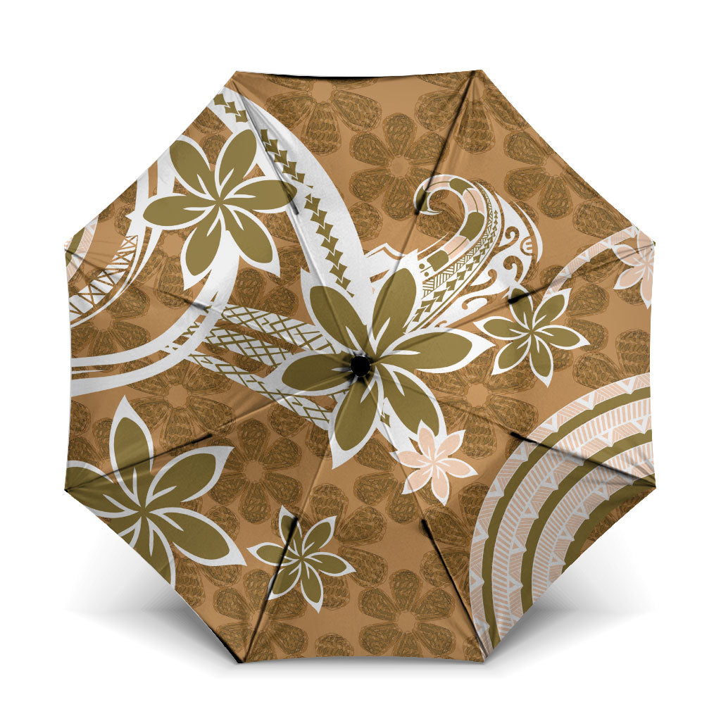 Hawaii Pupuala Plumeria Light Brown Umbrella Polynesian Pattern LT01 One Size Folded 11.42 inch Opened Diameter 37.4 inch Light Brown - Polynesian Pride