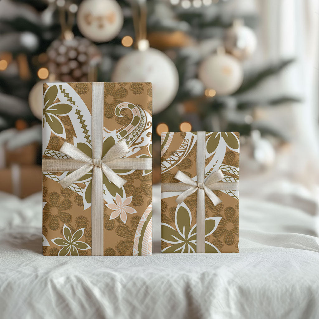 Hawaii Pupuala Plumeria Light Brown Wrapping Paper Polynesian Pattern LT01 - Polynesian Pride