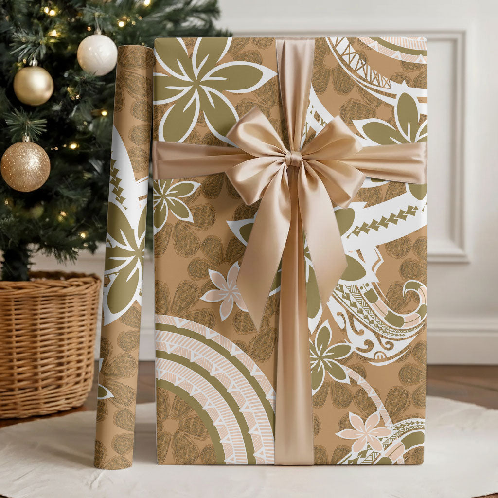 Hawaii Pupuala Plumeria Light Brown Wrapping Paper Polynesian Pattern LT01 - Polynesian Pride