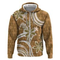 Hawaii Pupuala Plumeria Light Brown Zip Hoodie Polynesian Pattern LT01 Zip Hoodie Light Brown - Polynesian Pride