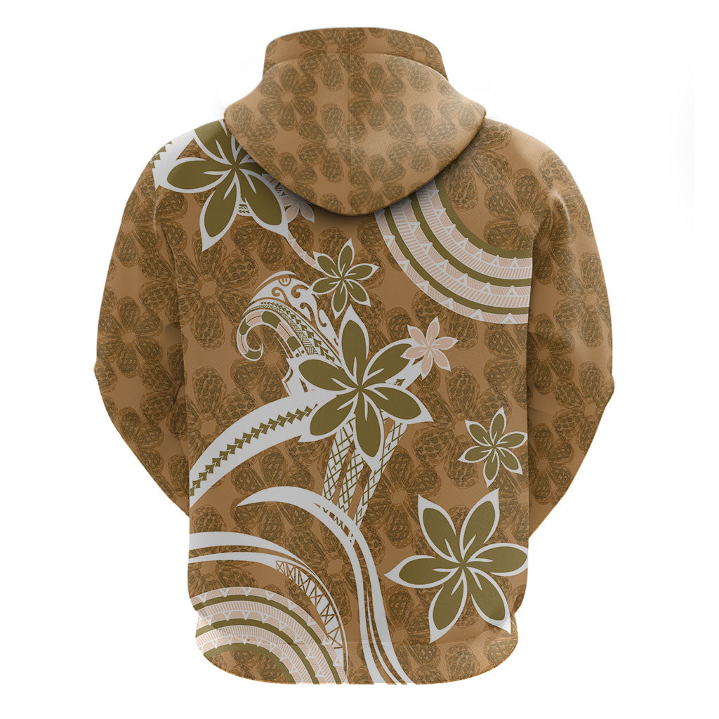 Hawaii Pupuala Plumeria Light Brown Zip Hoodie Polynesian Pattern LT01 - Polynesian Pride