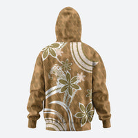 Hawaii Pupuala Plumeria Light Brown Zip Hoodie Polynesian Pattern LT01 - Polynesian Pride