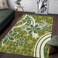 Hawaii Pupuala Plumeria Olive Green Area Rug Polynesian Pattern LT01 Olive Green - Polynesian Pride
