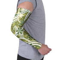 Hawaii Pupuala Plumeria Olive Green Arm Sleeves Polynesian Pattern LT01 - Polynesian Pride