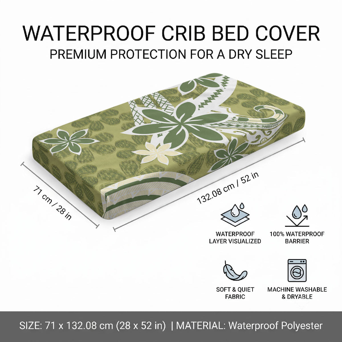 Hawaii Pupuala Plumeria Olive Green Baby Bed Cover Polynesian Pattern LT01 - Polynesian Pride