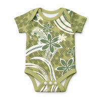 Hawaii Pupuala Plumeria Olive Green Baby Onesie Polynesian Pattern LT01 Olive Green - Polynesian Pride