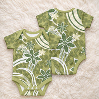 Hawaii Pupuala Plumeria Olive Green Baby Onesie Polynesian Pattern LT01 - Polynesian Pride