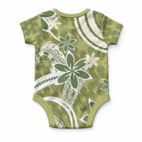Hawaii Pupuala Plumeria Olive Green Baby Onesie Polynesian Pattern LT01 - Polynesian Pride