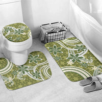 Hawaii Pupuala Plumeria Olive Green Bathroom Set Polynesian Pattern LT01 Mat Set Only (3 pcs) One Size Olive Green - Polynesian Pride