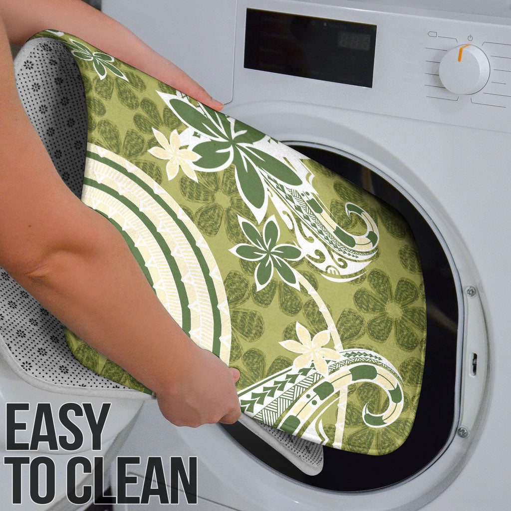 Hawaii Pupuala Plumeria Olive Green Bathroom Set Polynesian Pattern LT01 - Polynesian Pride