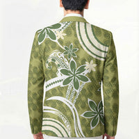 Hawaii Pupuala Plumeria Olive Green Blazer Polynesian Pattern LT01 - Polynesian Pride