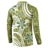 Hawaii Pupuala Plumeria Olive Green Button Sweatshirt Polynesian Pattern LT01 - Polynesian Pride