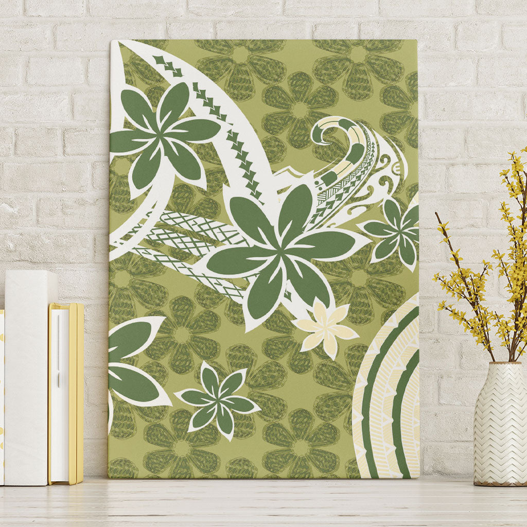 Hawaii Pupuala Plumeria Olive Green Canvas Wall Art Polynesian Pattern LT01 Without Frame Olive Green - Polynesian Pride