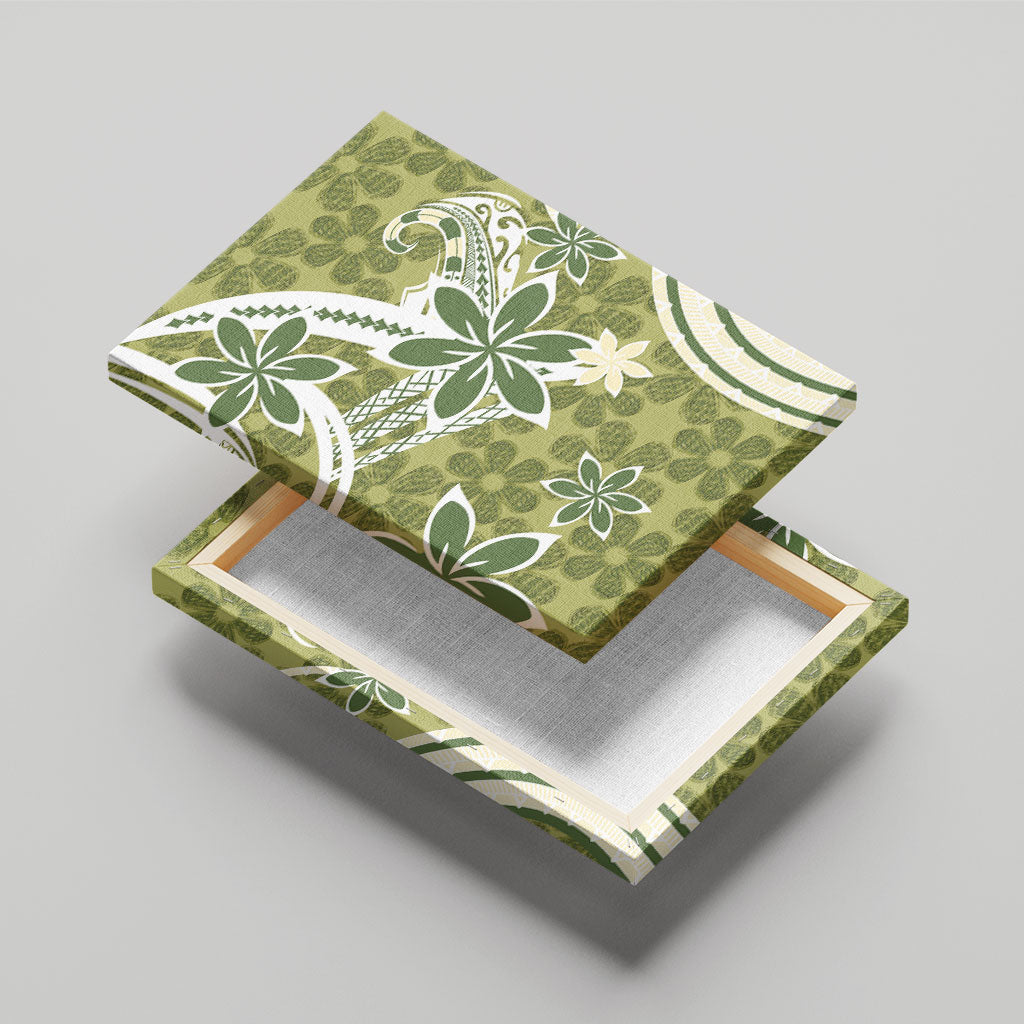 Hawaii Pupuala Plumeria Olive Green Canvas Wall Art Polynesian Pattern LT01 - Polynesian Pride
