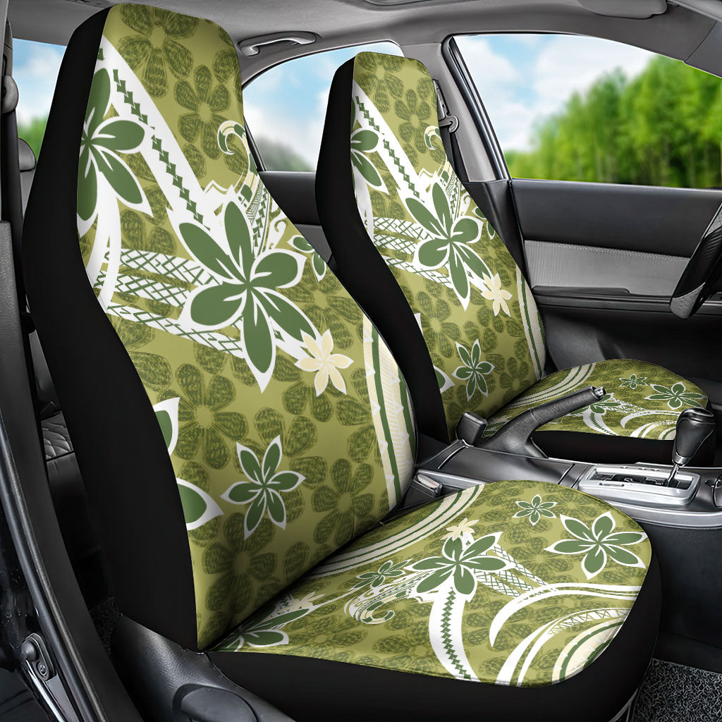 Hawaii Pupuala Plumeria Olive Green Car Seat Cover Polynesian Pattern LT01 - Polynesian Pride