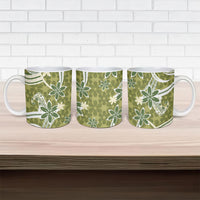 Hawaii Pupuala Plumeria Olive Green Ceramic Mug Polynesian Pattern LT01 - Polynesian Pride