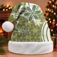 Hawaii Pupuala Plumeria Olive Green Christmas Santa Hat Polynesian Pattern LT01 Without Fur Olive Green - Polynesian Pride