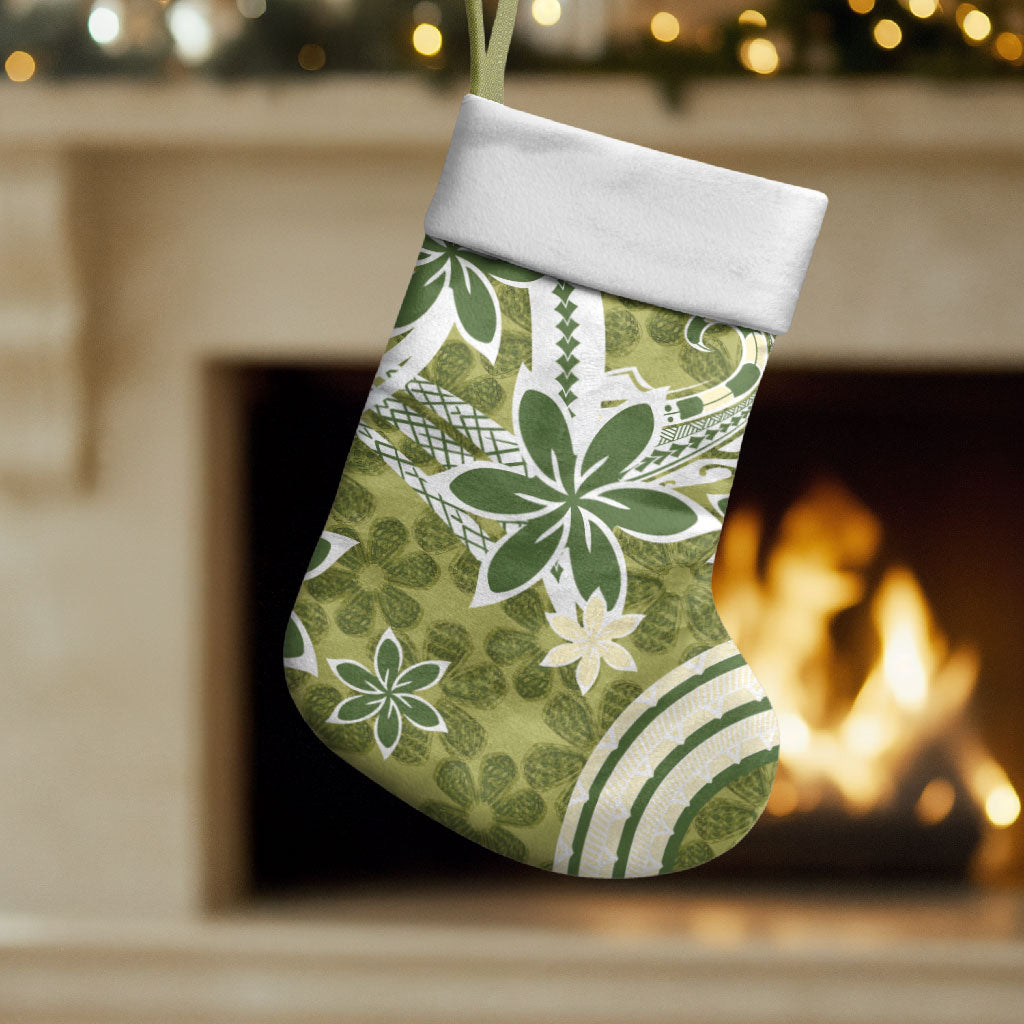 Hawaii Pupuala Plumeria Olive Green Christmas Stocking Polynesian Pattern LT01 Set of 2 Olive Green - Polynesian Pride