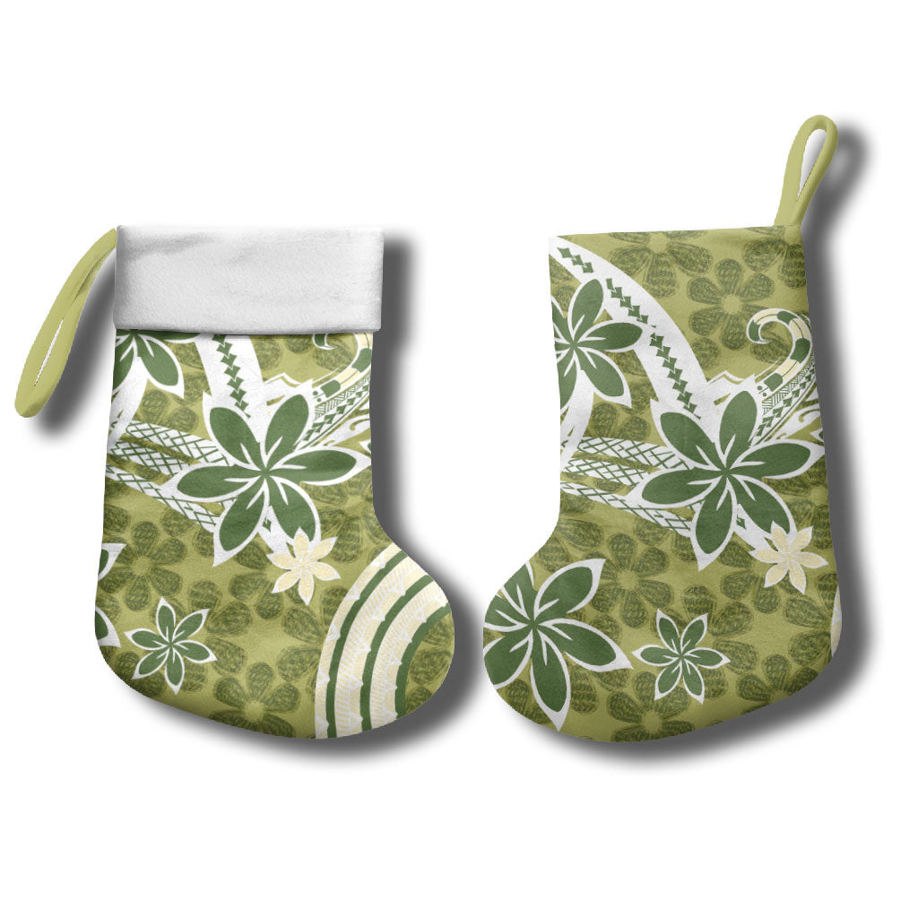 Hawaii Pupuala Plumeria Olive Green Christmas Stocking Polynesian Pattern LT01 - Polynesian Pride