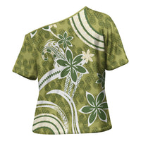 Hawaii Pupuala Plumeria Olive Green Cross Shoulder Shirt Polynesian Pattern LT01 - Polynesian Pride
