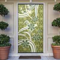 Hawaii Pupuala Plumeria Olive Green Door Cover Polynesian Pattern LT01 Olive Green - Polynesian Pride
