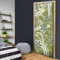 Hawaii Pupuala Plumeria Olive Green Door Cover Polynesian Pattern LT01 - Polynesian Pride