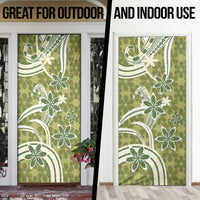 Hawaii Pupuala Plumeria Olive Green Door Cover Polynesian Pattern LT01 - Polynesian Pride
