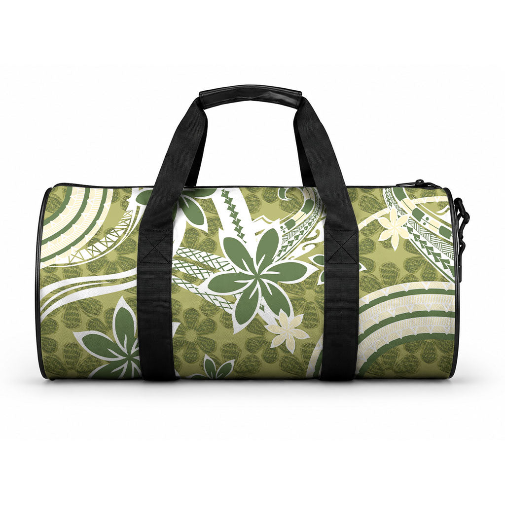 Hawaii Pupuala Plumeria Olive Green Duffle Bag Polynesian Pattern LT01 One size Olive Green - Polynesian Pride