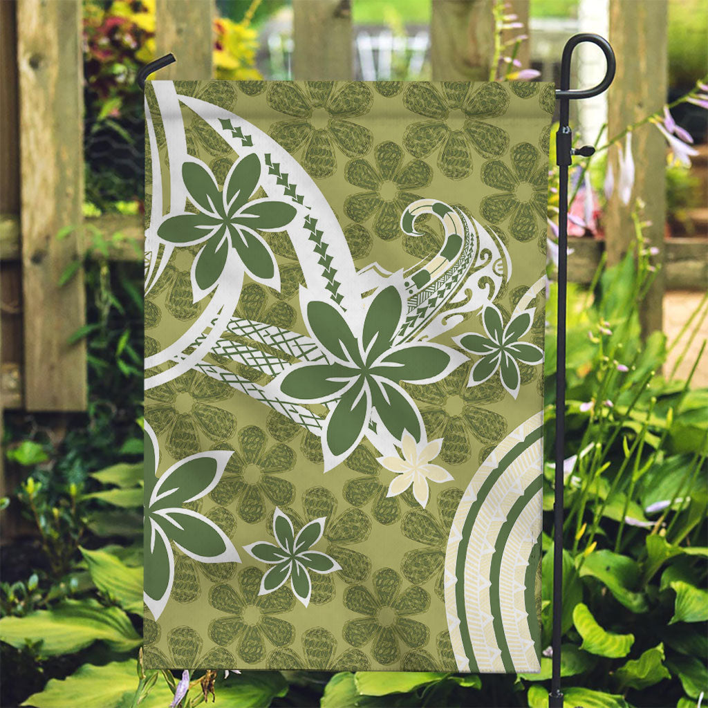 Hawaii Pupuala Plumeria Olive Green Garden Flag Polynesian Pattern LT01 Garden Flag Olive Green - Polynesian Pride