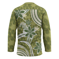 Hawaii Pupuala Plumeria Olive Green Hockey Jersey Polynesian Pattern LT01 - Polynesian Pride