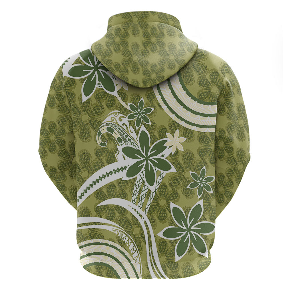 Hawaii Pupuala Plumeria Olive Green Hoodie Polynesian Pattern LT01 - Polynesian Pride
