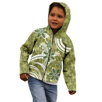 Hawaii Pupuala Plumeria Olive Green Kid Hoodie Polynesian Pattern LT01 - Polynesian Pride